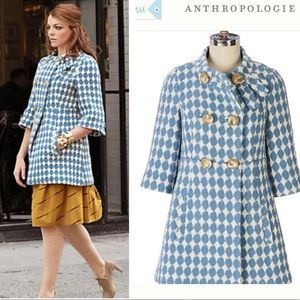 Anthropologie Blue Wool Coat